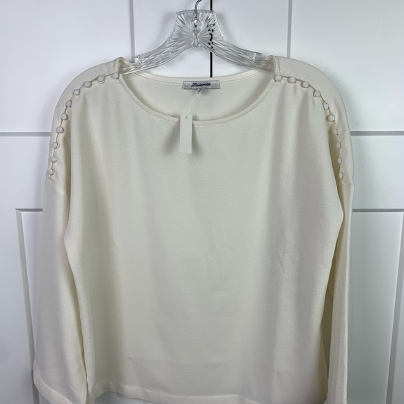 NWT Madewell Button Shoulder Ivory Top Blouse Size XS Capsule preppy romantic - Picture 7 of 7